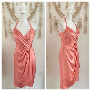 Suzi Chin Maggy Boutique silk Embellished Charmeuse Halter Dress bridesmaid 4